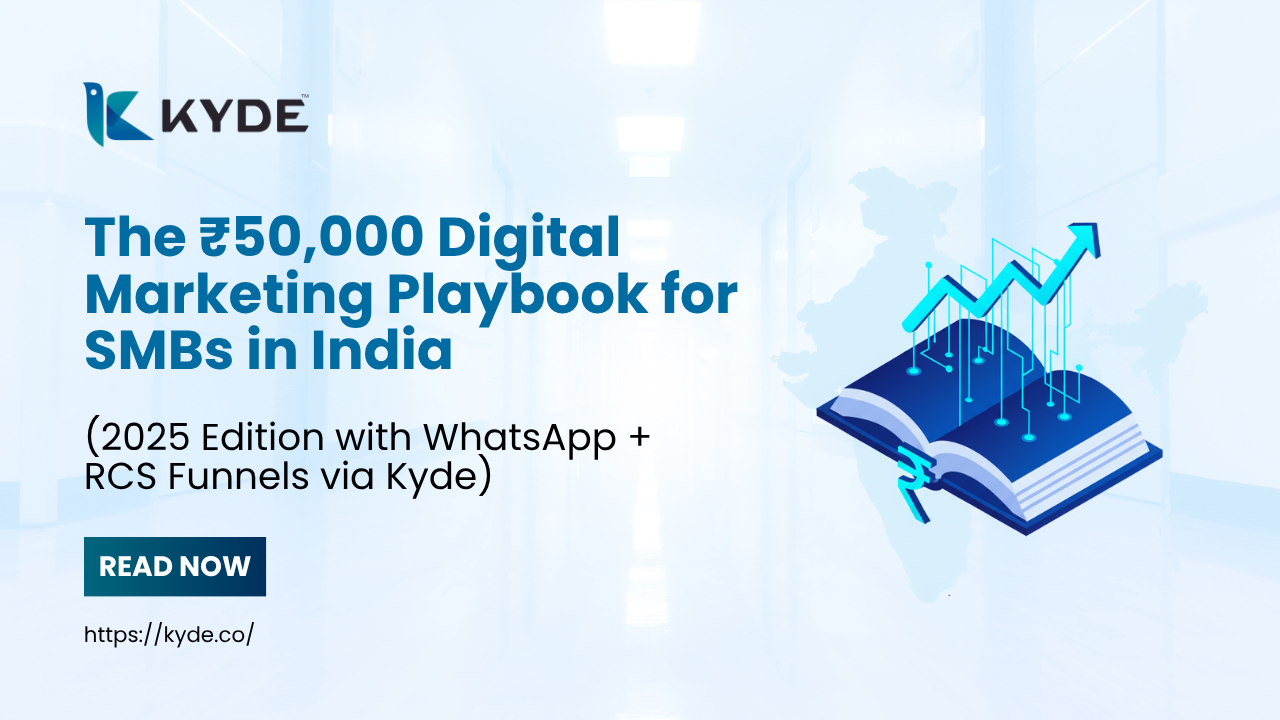 The ₹50,000 Digital Marketing Playbook for SMBs in India (2025 Edition with WhatsApp + RCS Funnels via Kyde)